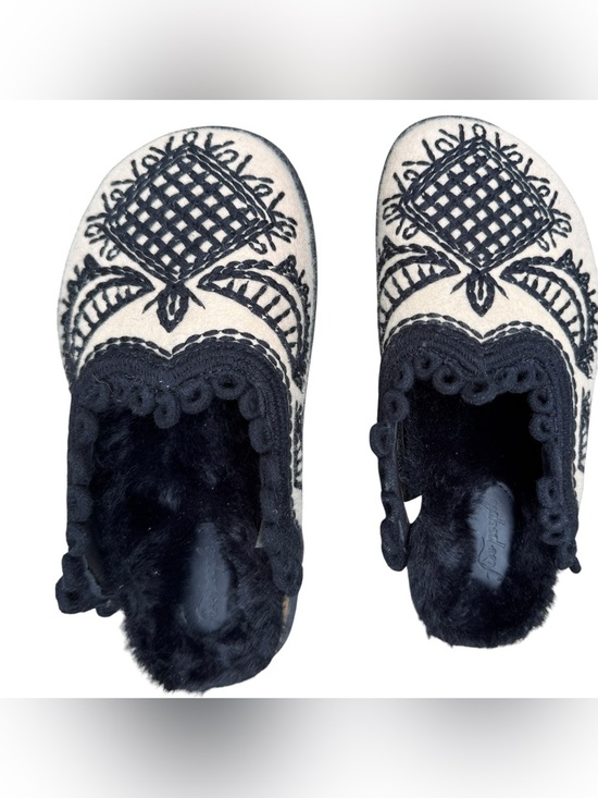 Free People Shoes - Free People Walden Embroidered Black & Cream Slip-On Clogs - 6